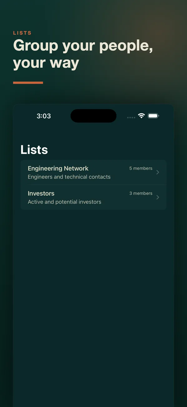 iPhone: contact lists.
